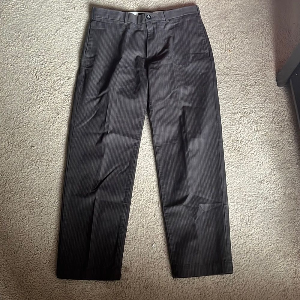 Mens brown pinstripe banana republic straight fit slacks pants 33x30